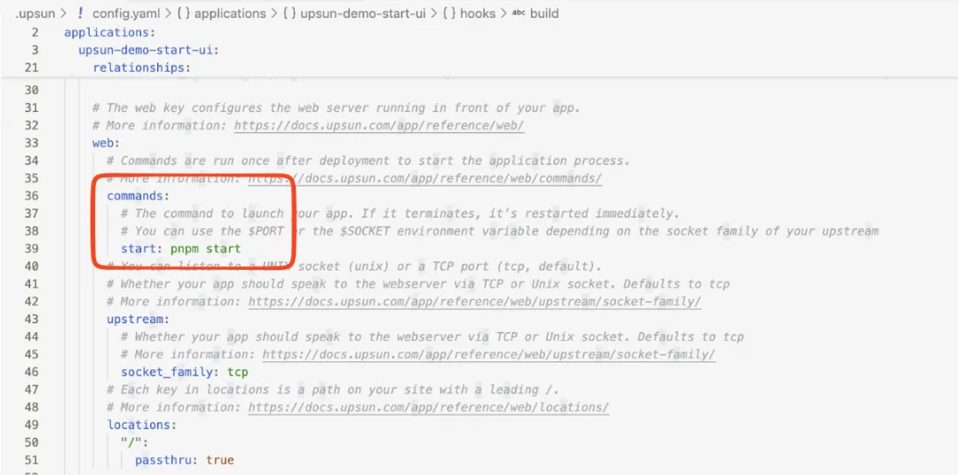 Fichier de configuration - Modifier la commande de lancement du projet.